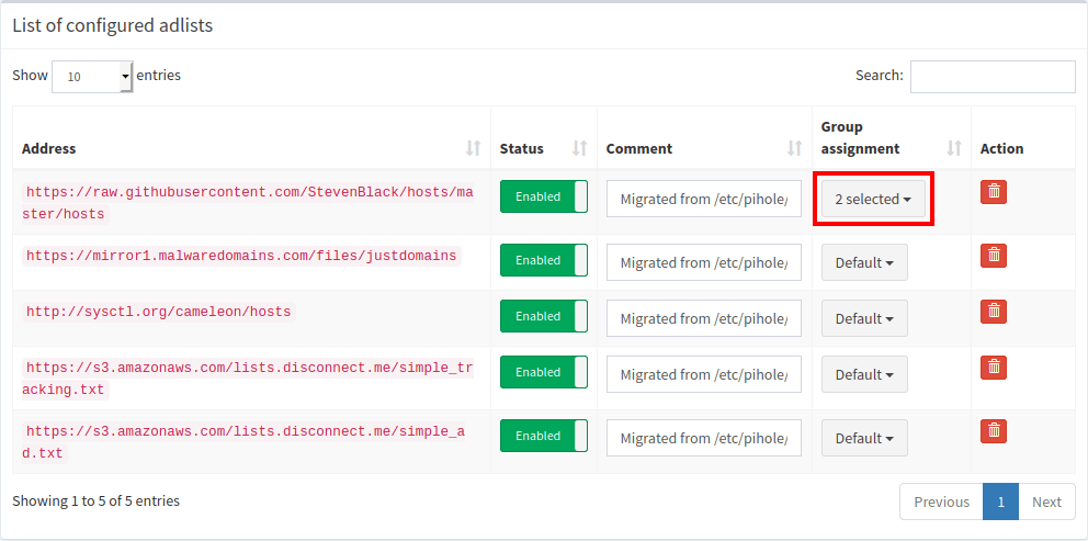 Change blocklist group assignment - Overview